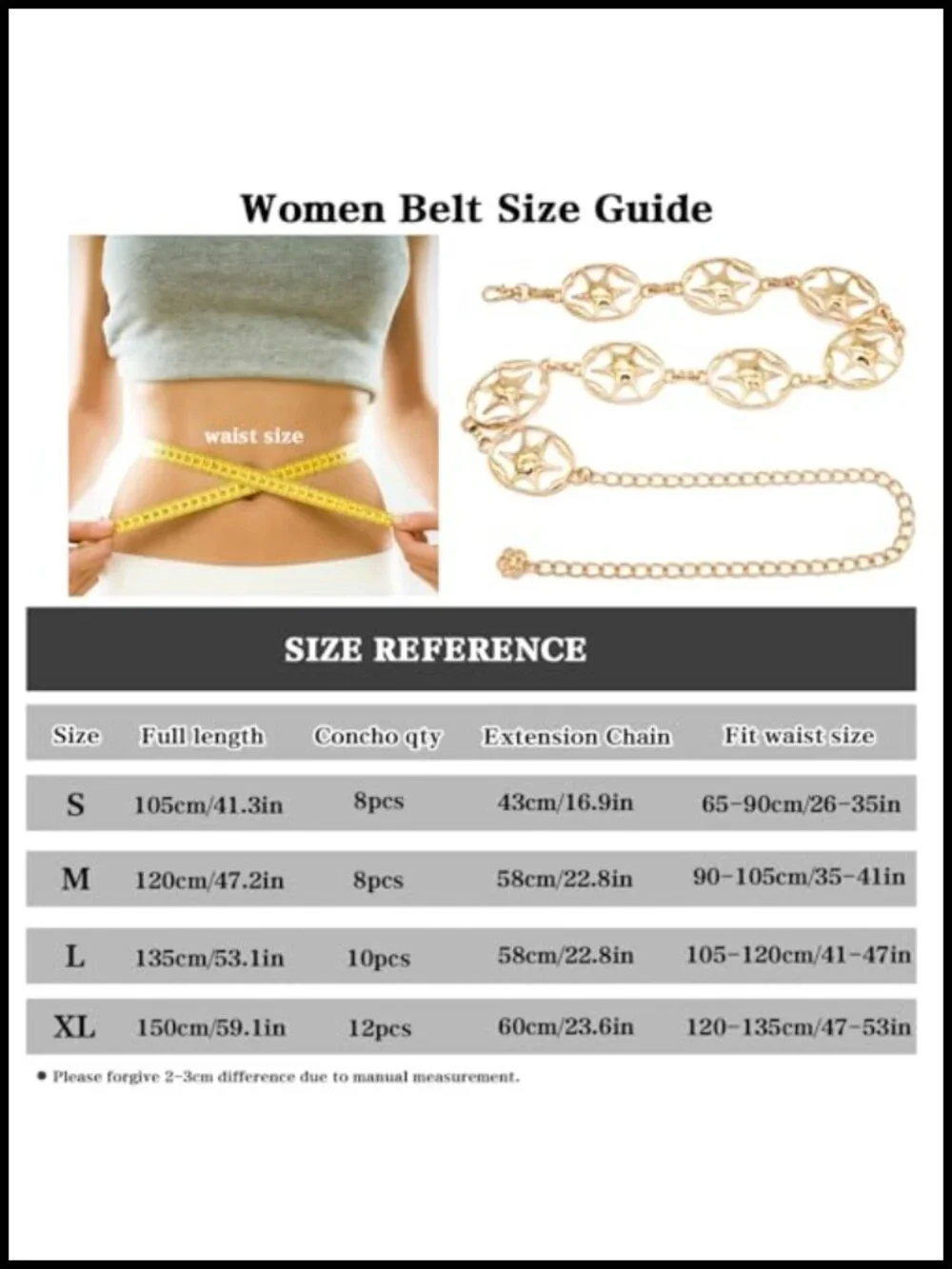 Metal Waist Chain Belt Gold Link Belt for Dresses